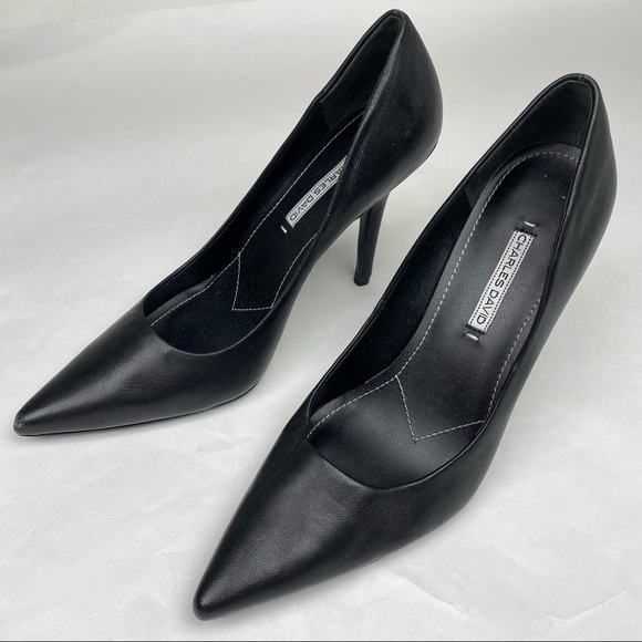 Charles David Shoes - EUC-Charles David Black Leather Pointy Toed Pumps, Size 10